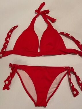 Bikini Tie-Style Red / White Polka Dot Size L